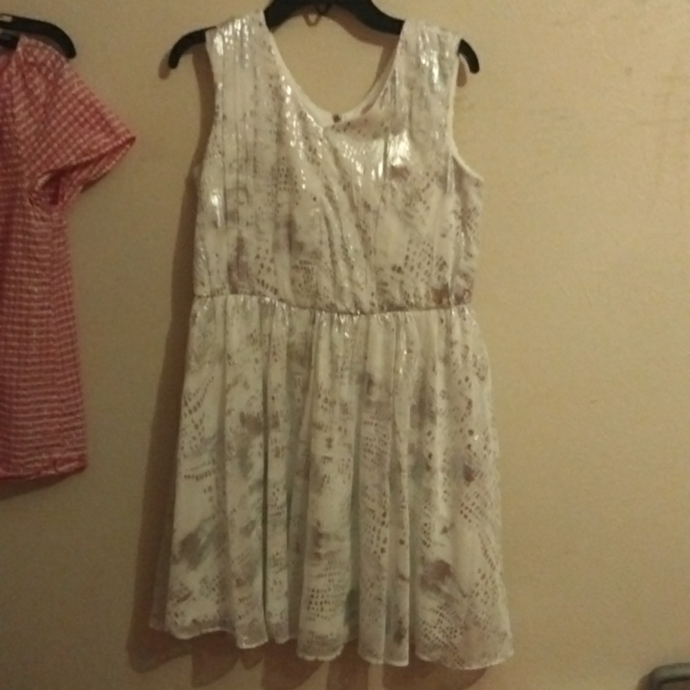 A white,grey dress